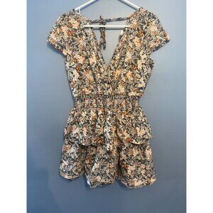 American Eagle Mini Tie‎ Floral V-Neck Floral Dress Size X-Small, Boho Summer